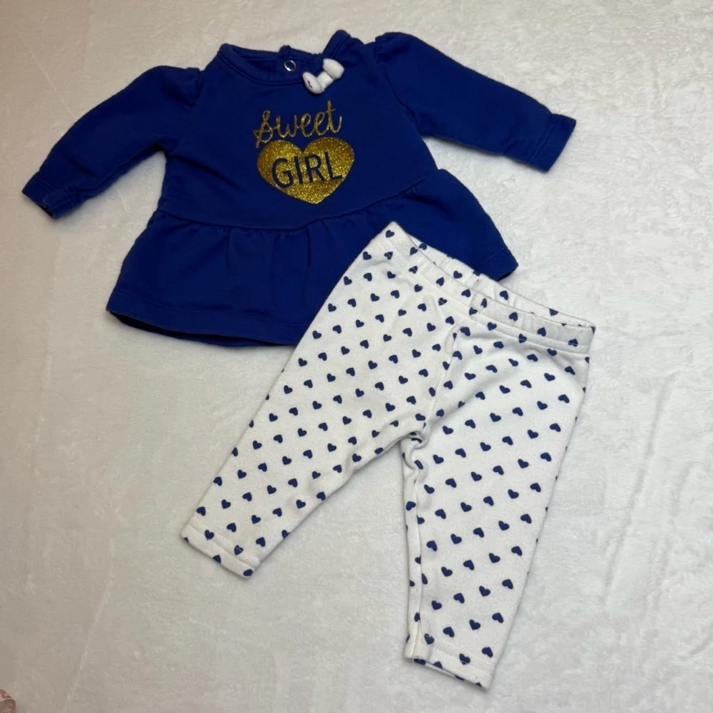 Carter's Blue Baby Outfit with Gold Glitter Embelishment